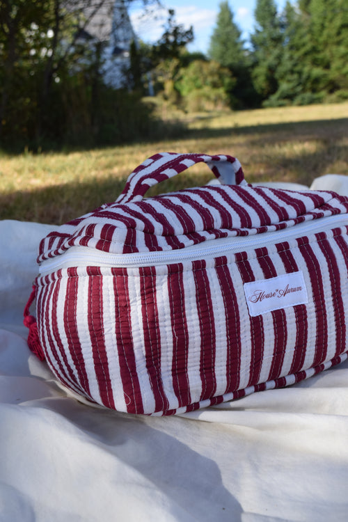 BURGUNDY STRIPE VANITY CASE