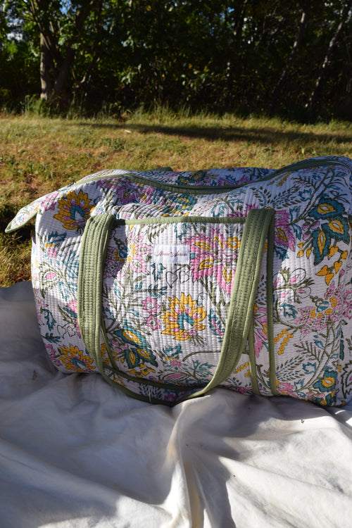 GREEN FLORAL DUFFLE