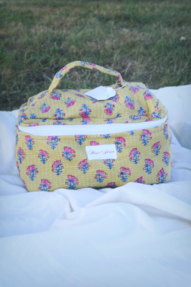 MUSTARD FLORAL VANITY CASE
