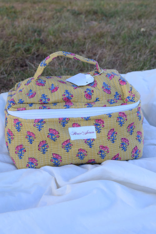 MUSTARD FLORAL VANITY CASE