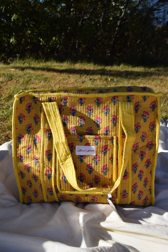 YELLOW FLORAL TOTE