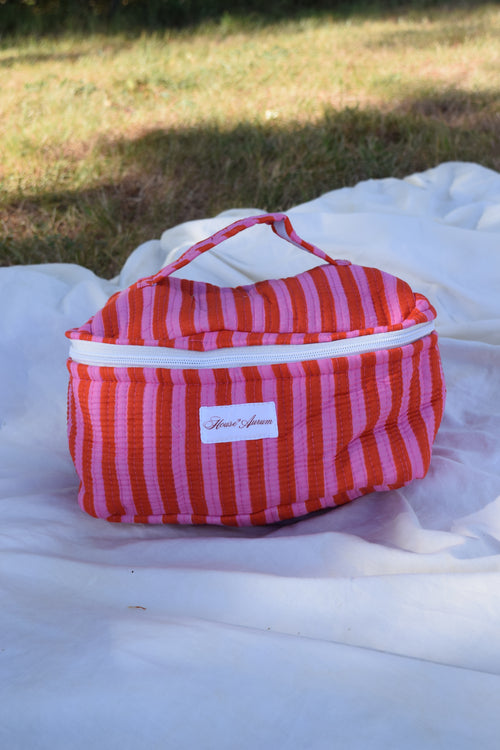PINK STRIPE VANITY CASE