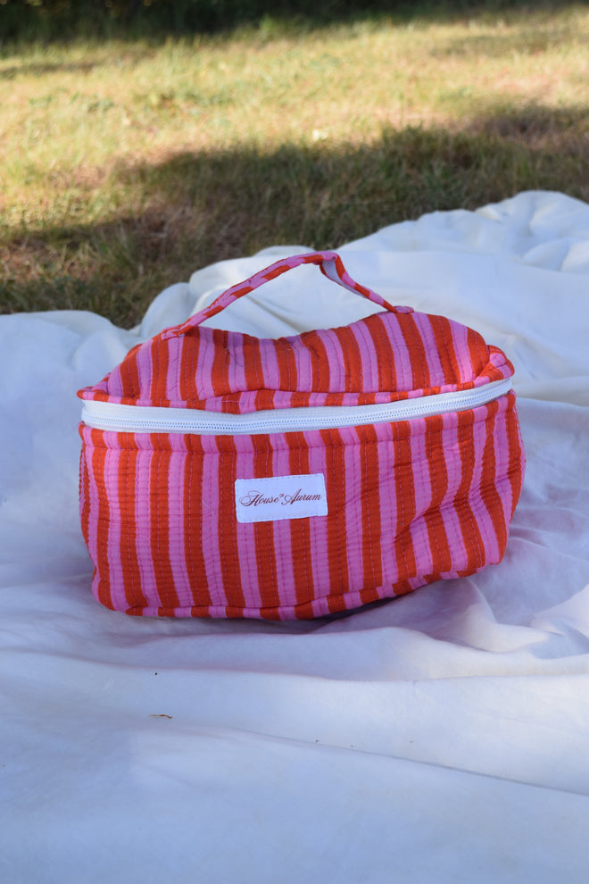 PINK STRIPE VANITY CASE