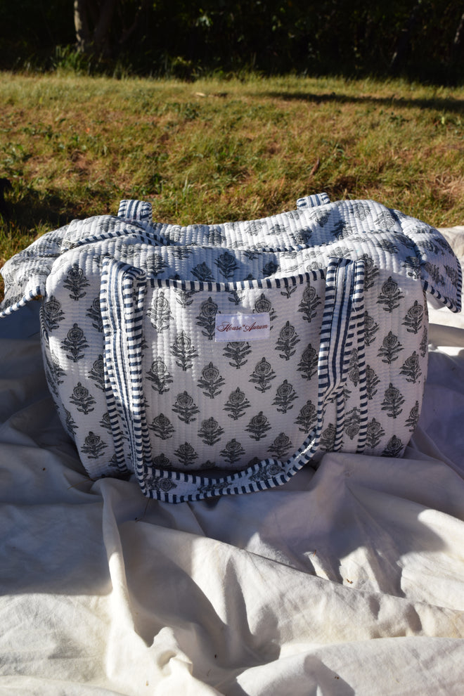 GREY FLORAL MINI DUFFLE
