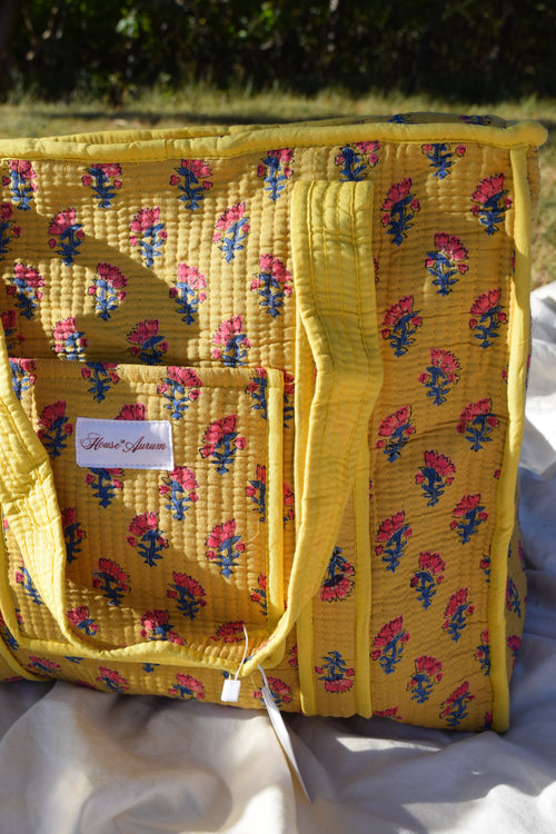 YELLOW FLORAL TOTE