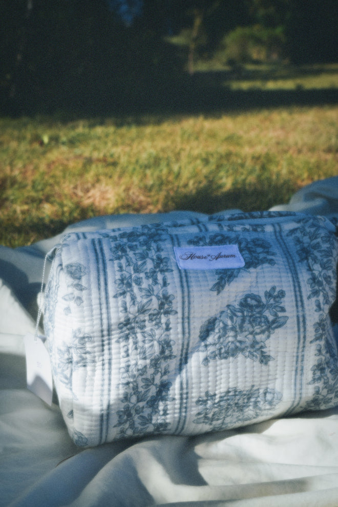 SKY BLUE FLORAL COSMETIC CASE