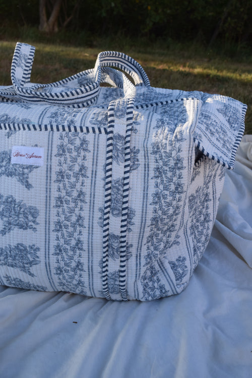SKY BLUE FLORAL DUFFLE