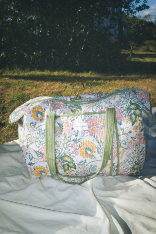 GREEN FLORAL DUFFLE