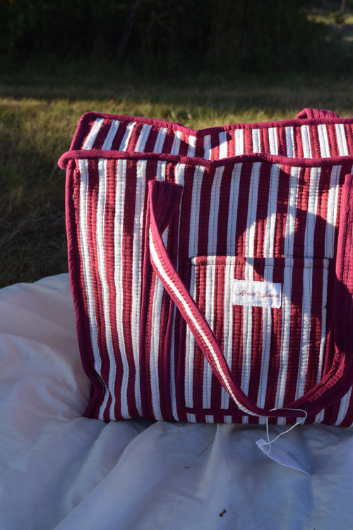BURGUNDY STRIPE TOTE