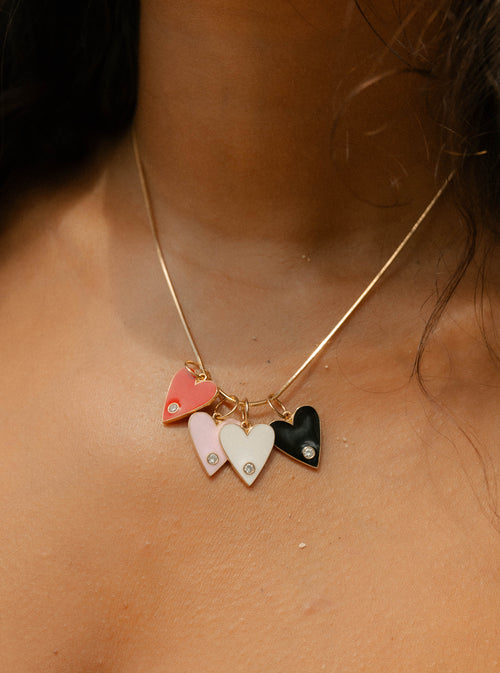 Talia- Large Enamel Heart Charm Necklace