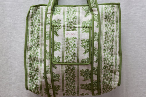 GREEN FLORAL TOTE