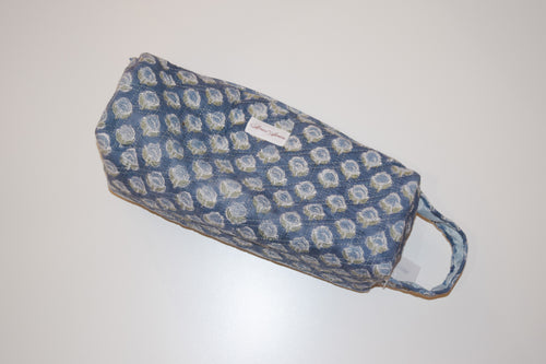 Diamond Quilted Hair-tool Bag- Sea Blue Floral