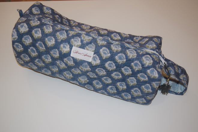Diamond Quilted Hair-tool Bag- Sea Blue Floral