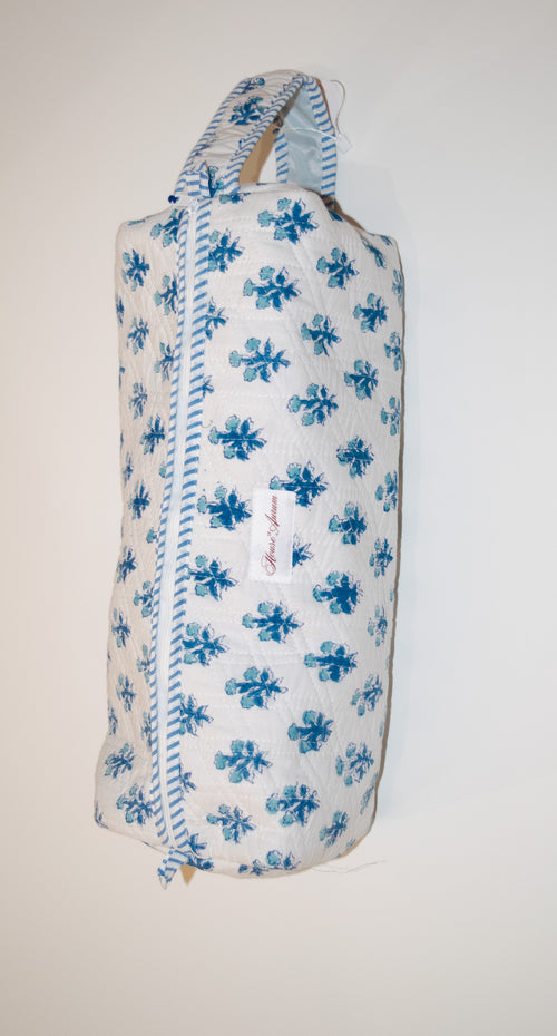 Diamond Quilted Hair-tool Bag- White Floral