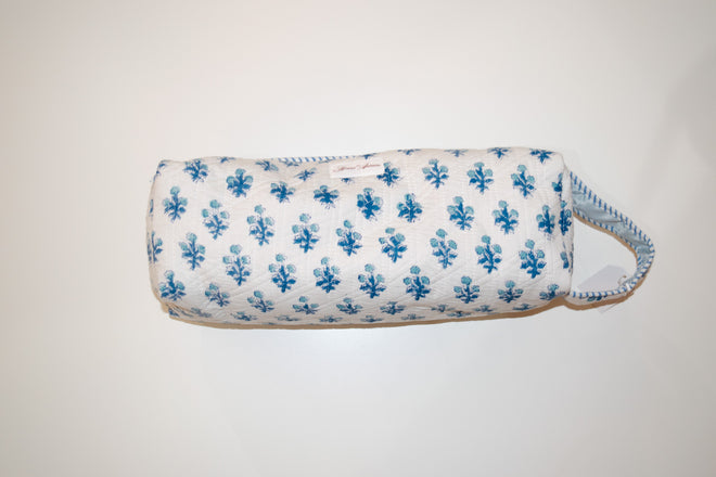 Diamond Quilted Hair-tool Bag- White Floral