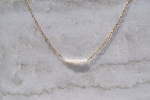Mauv- Seed Pearl Bar Necklace