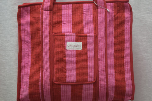 RED PINK STRIPE TOTE
