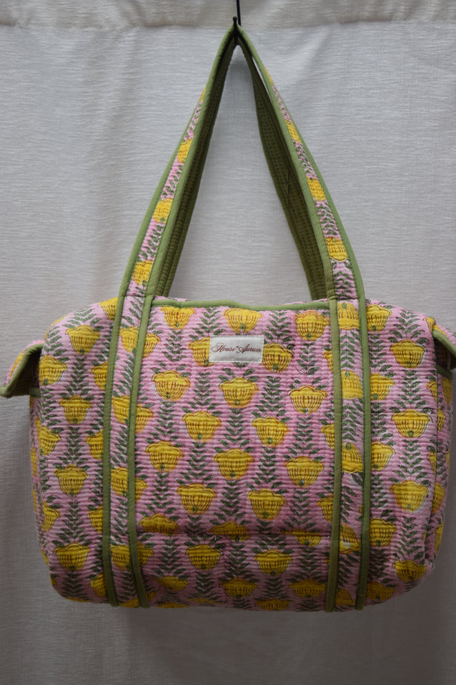 PINK GREEN FLORAL MEDIUM DUFFLE
