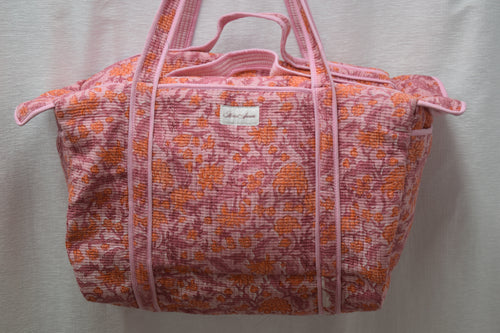 PINK ORANGE FLORAL DUFFLE