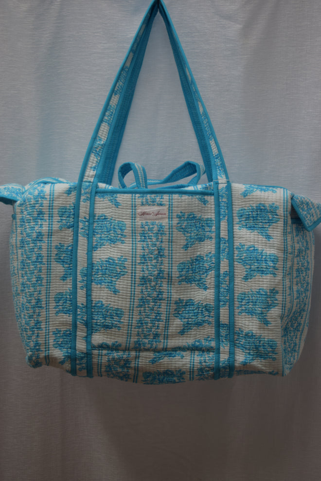 TURQUOISE FLORAL DUFFLE