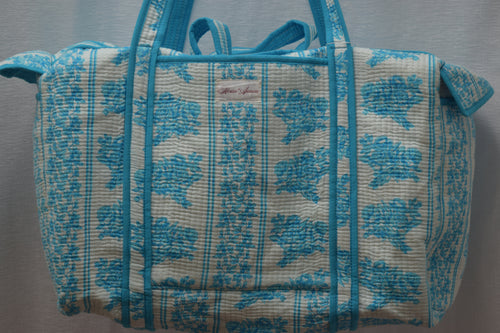 TURQUOISE FLORAL DUFFLE