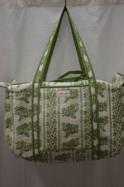 GREEN FLORAL DUFFLE