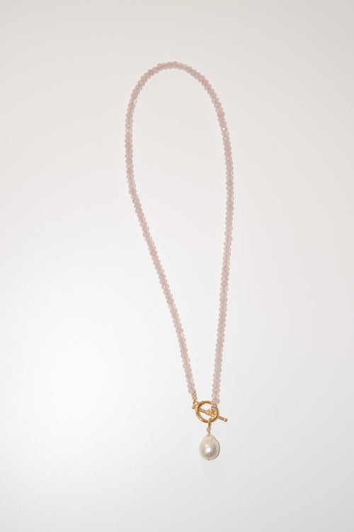 Pippa- Rose Quartz Gemstone Pearl Necklace