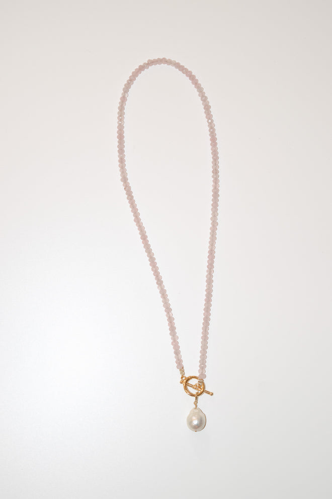 Pippa- Rose Quartz Gemstone Pearl Necklace