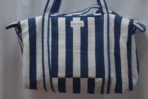 NAVY WHITE STRIPE DUFFLE