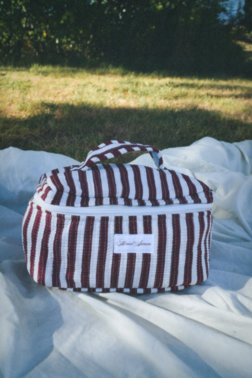 BURGUNDY STRIPE VANITY CASE
