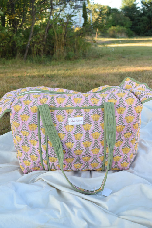PINK GREEN FLORAL DUFFLE