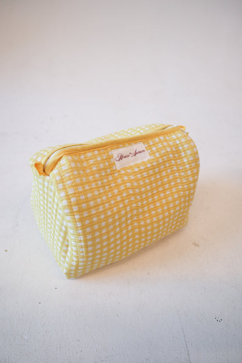 Quilted Cosmetic Case- Yellow Gingham