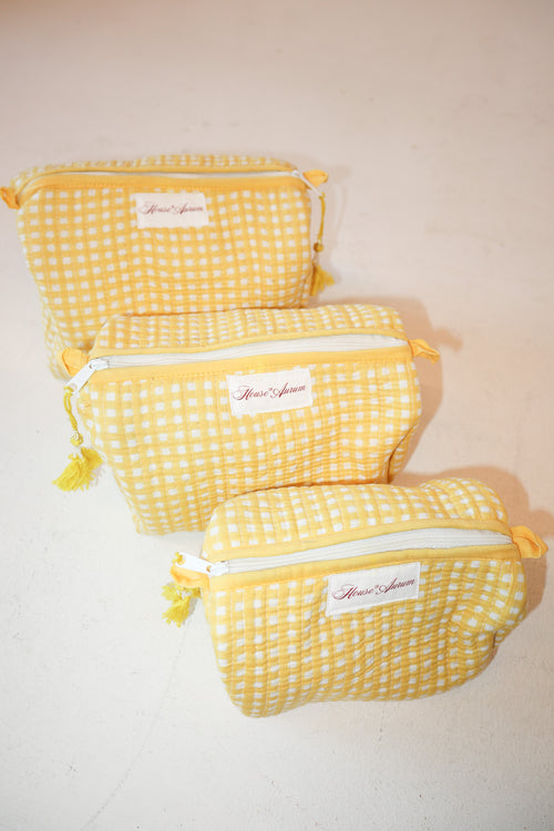 Quilted Cosmetic Case- Yellow Gingham