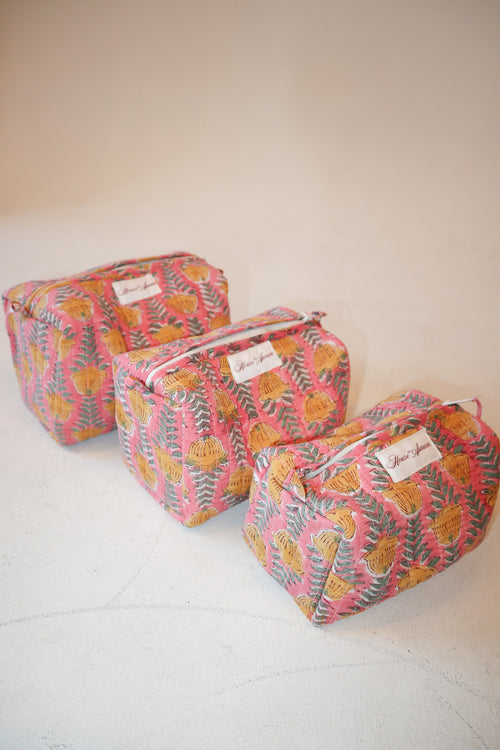 Quilted Cosmetic Case- Sorbet Floral