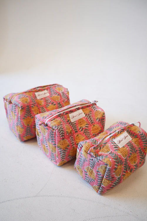 Quilted Cosmetic Case- Sorbet Floral