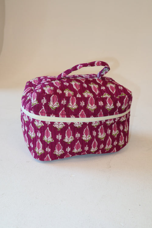 Quilted Vanity Case- Plum Floral