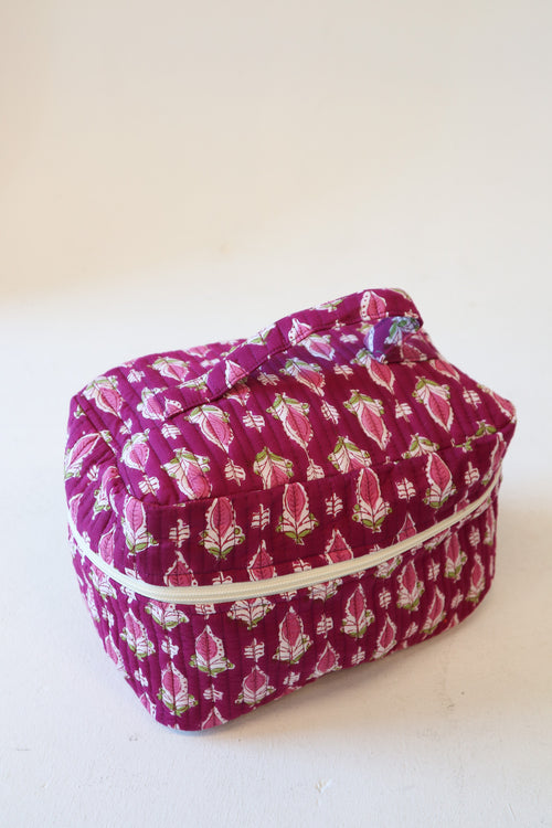 Quilted Vanity Case- Plum Floral