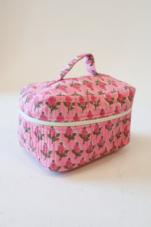 Quilted Vanity Case- Pink Floral