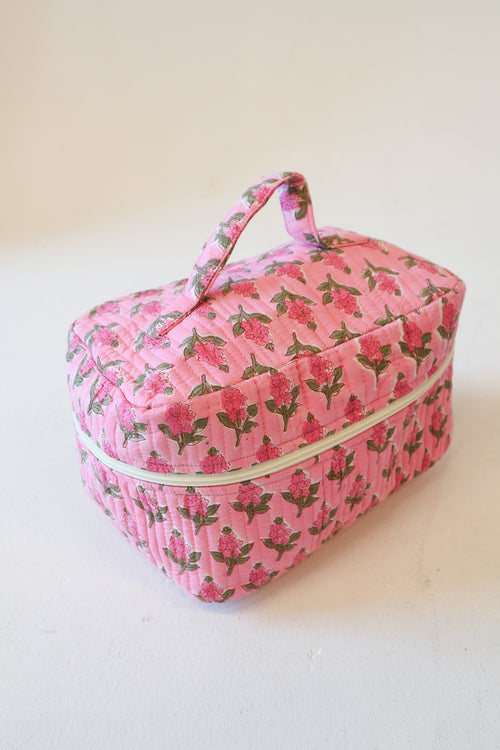 Quilted Vanity Case- Pink Floral