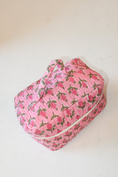 Quilted Vanity Case- Pink Floral