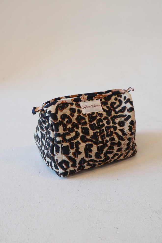 Quilted Cosmetic Case- Luxe Leopard