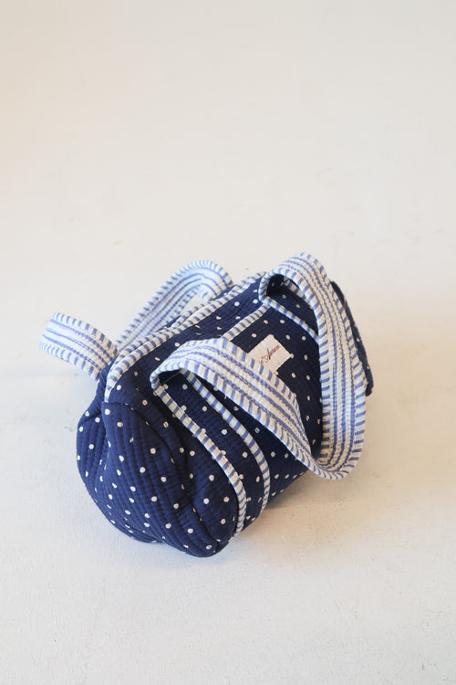 Quilted Purse- Navy Polka Dot