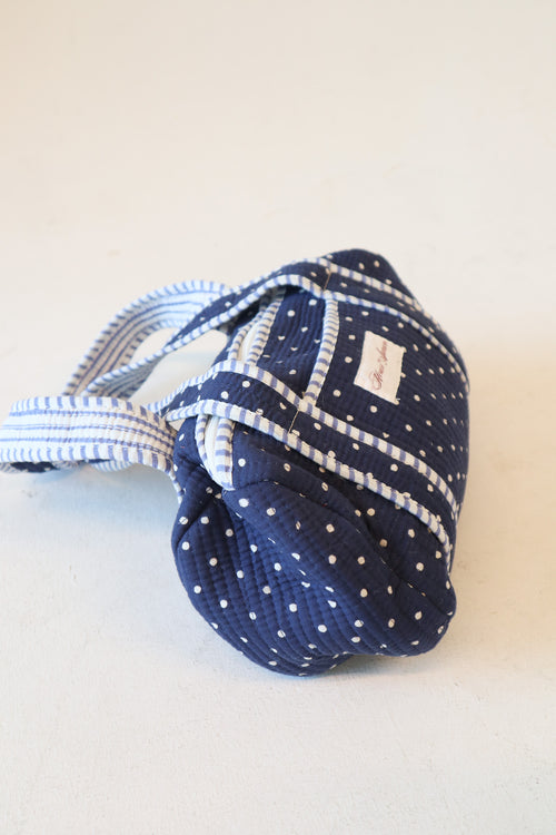 Quilted Purse- Navy Polka Dot