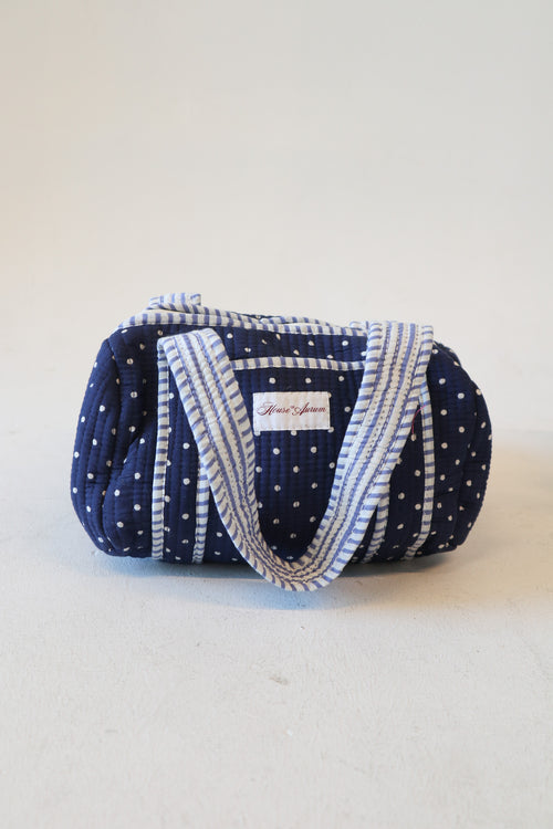 Quilted Purse- Navy Polka Dot