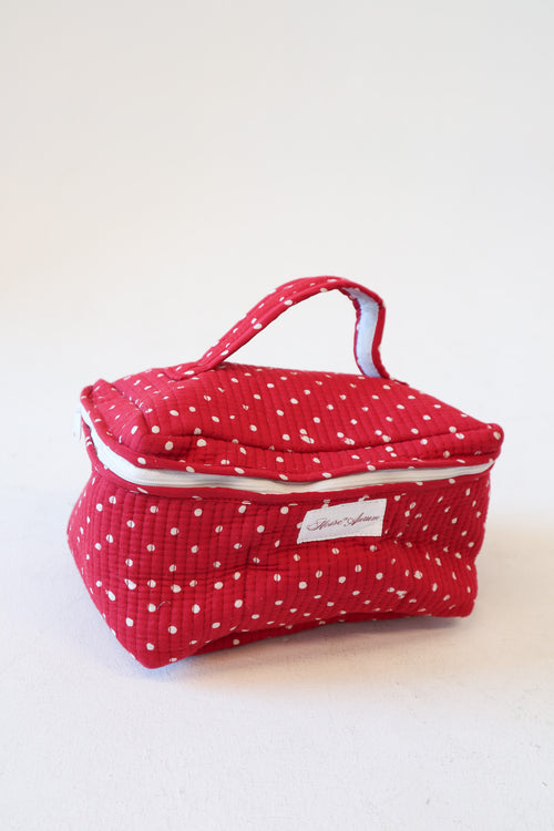 Quilted Vanity Case- Red Polka Dot