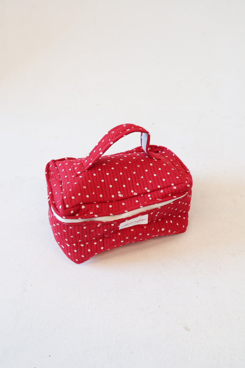 Quilted Vanity Case- Red Polka Dot