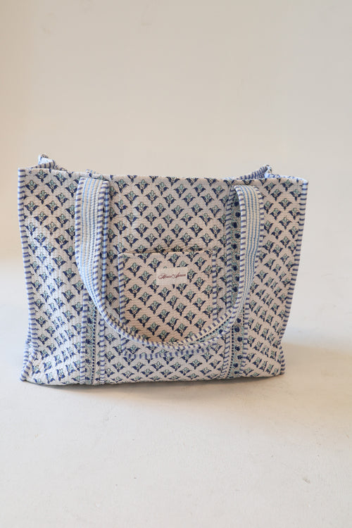 Diamond Quilted Tote- Ocean Cosmo