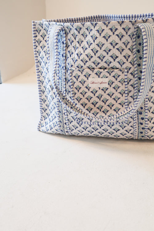 Diamond Quilted Tote- Ocean Cosmo