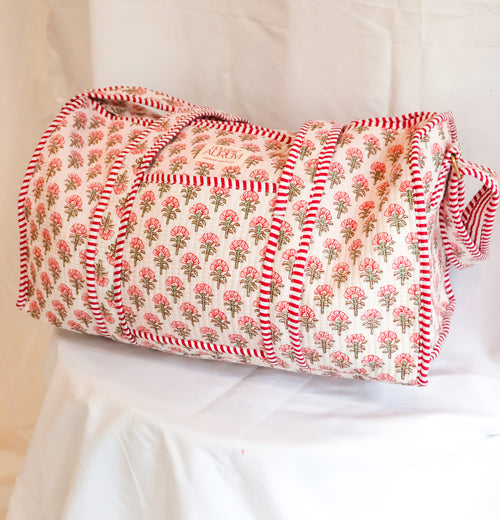 Quilted Medium Duffle-Pink Floral