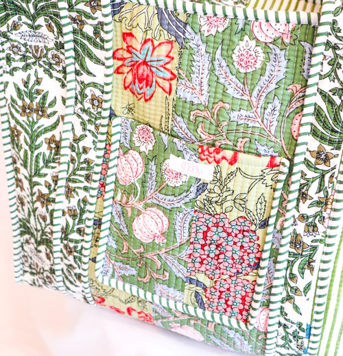 Cotton Quilted Tote- Garden Patchwork